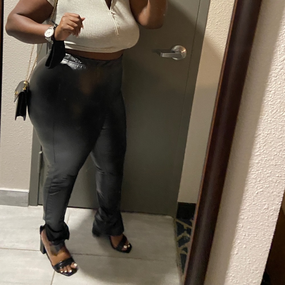 SHEIN Plus-size Leather Leggings